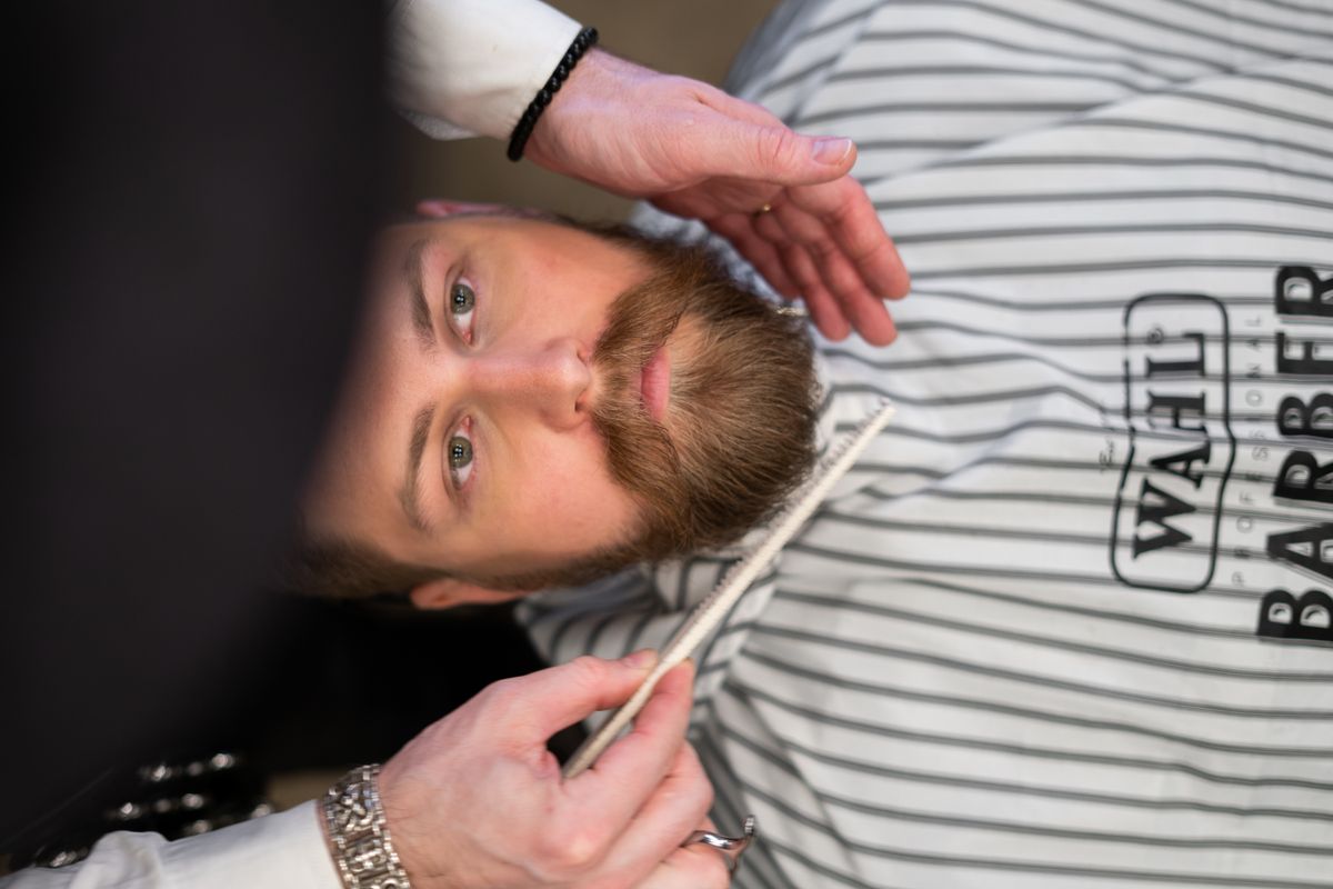Beard grooming session